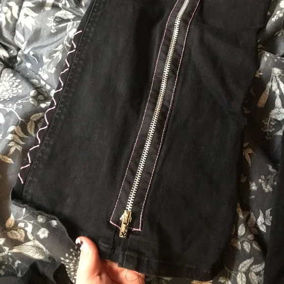 *SOLD* VINTAGE TRIPP NYC PINK CONTRAST STITCH CORSET FLARE JEANS - Picture 4 of 9